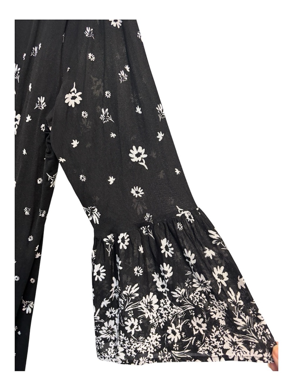 Style & Co Black Floral Shift Dress with White Floral Print 3/4 Sleeve Size L - Picture 4 of 6